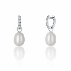 JwL Luxury Pearls JwL Luxury Pearls Ezüst karika fülbevalók a Kate hercegnő valódi gyöngy és cirkónium kövekkel 3 az 1- ben JL0685 kép