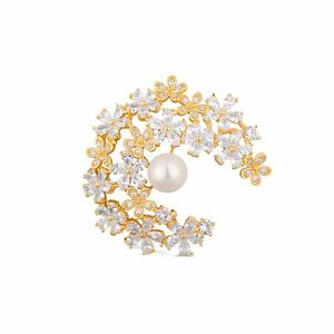 JwL Luxury Pearls JwL Luxury Pearls Csillogó aranyozott bross 2 az 1-ben igazi gyöngyökkel és kristályokkal JL0730 kép