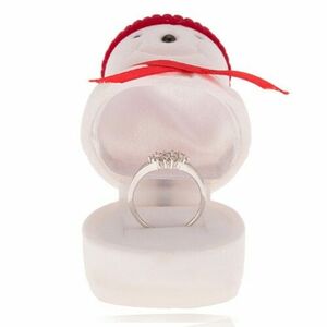Ajándékdoboz gyűrűre, hóember piros sapkával kép
