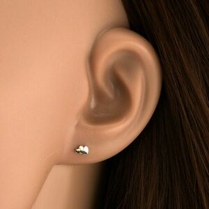 Beszúrós fülbevaló 9K aranyból - két kis szív, kétszínű kép