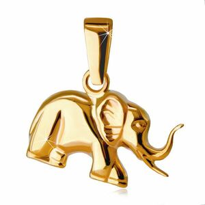 Medál 9K sárga aranyból - csillogó lépkedő elefánt kép