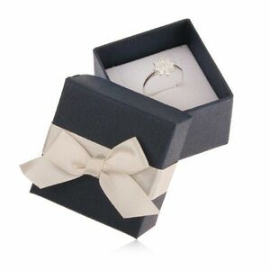 Kék ajándékdoboz gyűrűre, medálra és fülbevalóra, krémszínű masni kép