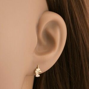 14K sárga arany fül piercing - egyszarvú, cirkóniás sáv kép
