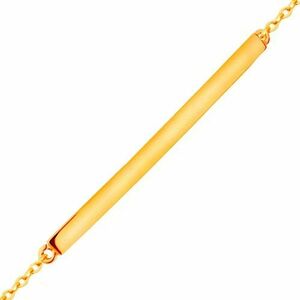 14K sárga arany karkötő - vékony fényes sáv, ovális szemű lánc, 185 mm kép