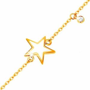 585 arany karkötő - fehér fénymázas csillag, cirkónia átlátszó színben kép