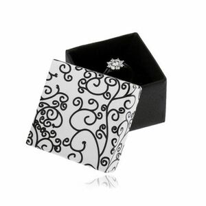 Fekete-fehér doboz fülbevalóra, medálra vagy gyűrűre, spirális minta kép