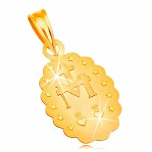 Medál sárga 14K aranyból - ovális Szűz Mária medalion, kétoldalú kép
