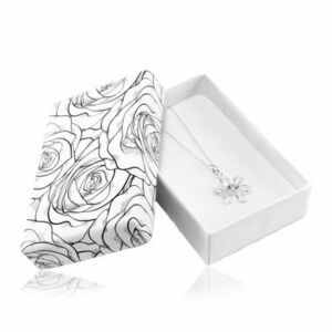 Fekete - fehér doboz szettre vagy nyakláncra, rózsavirág minta kép