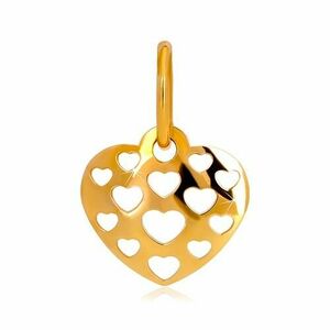585 arany medál - fényes domború szív apró szív alakú vágatokkal kép