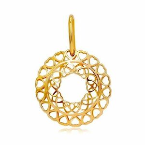 585 sárga arany medál - kör összekötött apró szív formákból kép