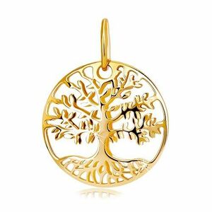 585 sárga arany medál - kör kivágott élet fája szimbólummal kép