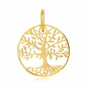 585 sárga arany medál - fehér gyöngyház kör élet fája szimbólummal kép