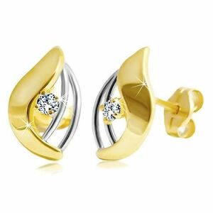 Gyémánt fülbevaló 14K aranyból - átlátszó gyémánt kétszínű csepp formában kép