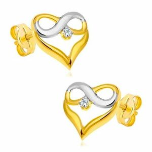 14K kombinált arany fülbevaló gyémánttal-szív alakzat, végtelen szimbólum kép