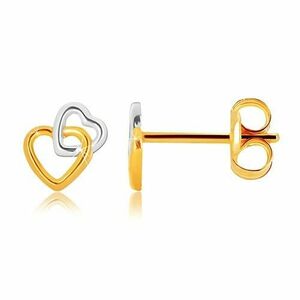 9K kombinált arany fülbevaló - szív alakzatok, stekkeres kép
