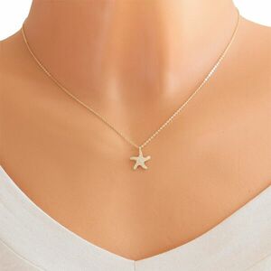 9K sárga arany nyaklánc - csillogó tengeri csillag, lapos lánc kép