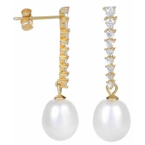 JwL Luxury Pearls JwL Luxury Pearls Aranyozott gyöngy fülbevaló kristályokkal JL0405 kép