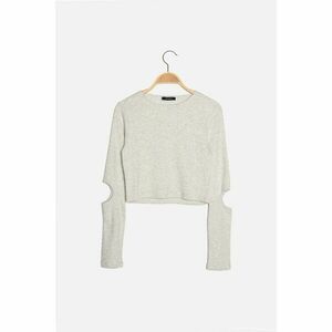 Trendyol Gray Cut Out Detailed Ribbed Knitted Blouse kép