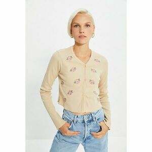 Trendyol Stone Embroidered Corduroy Crop Knitted Blouse kép