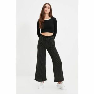 Trendyol Black Wide Leg Rust Fabric Detailed Knitted Trousers kép