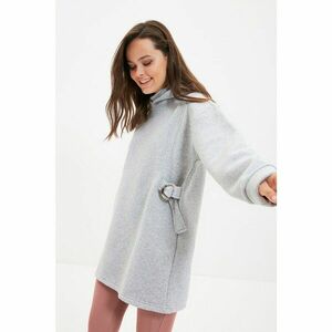 Trendyol Gray Hooded Knitted Sweatshirt with Feathers and Accessories kép