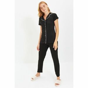 Trendyol Black Piping Detailed Knitted Pajamas Set kép