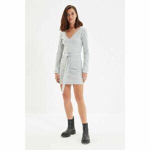 Trendyol Gray Double Breasted Mini Fake Sweater Knitted Dress kép