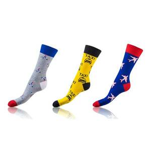 Bellinda CRAZY SOCKS 3x - Fun crazy socks 3 pairs - gray - yellow - blue kép