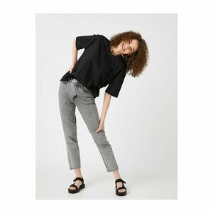 Koton Women's Gray Mom Jeans - Normal Waist Slim Fit Slim Leg Pants kép