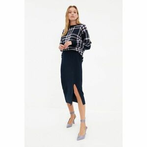 Trendyol Navy Blue Jacquard Sweater Slit Skirt Knitwear Bottom-Top Set kép