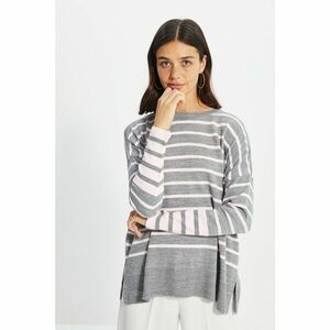 Trendyol Gray Striped Knitwear Sweater kép