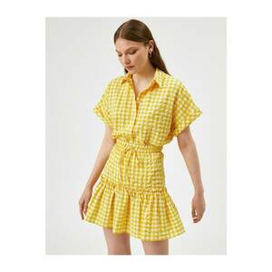 Koton Women's Yellow Check Ruffle Mini Skirt kép