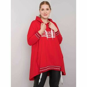 Women's plus size red sweatshirt with pocket kép