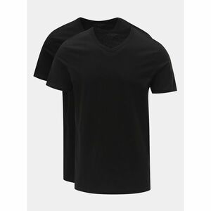 Set of two black basic T-shirts with v-neck Jack & Jones kép