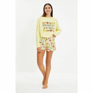 Trendyol Yellow Printed Knitted Pajamas Set kép