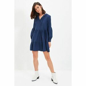 Trendyol Navy Blue Hooded Wide Cut Dress kép