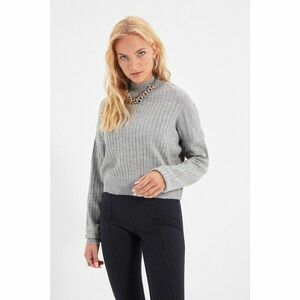 Trendyol Gray Stand Up Collar Knitwear Sweater kép