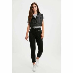Trendyol Black Pocket Detailed High Waist Straight Jeans kép