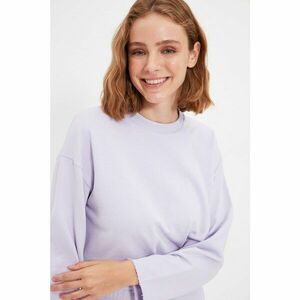 Trendyol Lilac 100% Organic Cotton Crop Knitted Sweatshirt kép