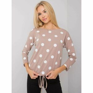 RUE PARIS Dark beige women's blouse with polka dots kép