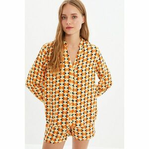 Trendyol Beige-Multicolored Retro Patterned Viscose Woven Pajamas Set kép