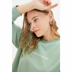 Trendyol Mint Crew Neck Printed Knitted Sweatshirt kép