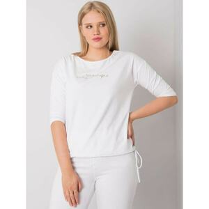 White cotton plus size blouse with a print kép