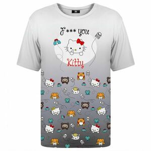 Mr. GUGU & Miss GO Unisex's Angry Kitty Black T-Shirt Tsh2231 kép