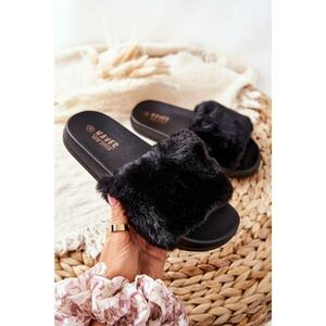 Rubber Moulded Slippers With Eco Fur Black Emmie kép