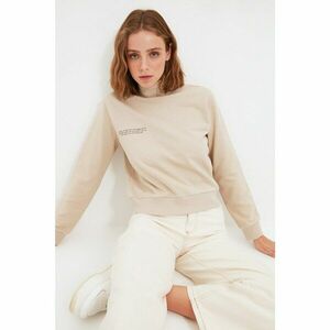 Trendyol Stone 100% Organic Cotton Standing Collar Basic Knitted Thin Sweatshirt kép