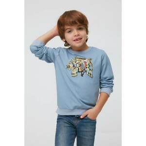 Trendyol Blue Printed Basic Boy Knitted Slim Sweatshirt kép