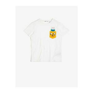 Koton Boys White Adventure Time Licensed Pocket Printed Cotton Short Sleeved T-Shirt kép