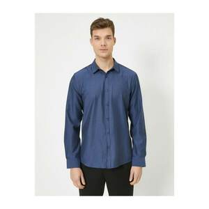 Koton Men's Navy Classic Collar Long Sleeve Slim Fit Smart Shirt kép