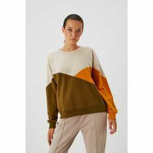 Colorful sweatshirt with stitching - olive kép